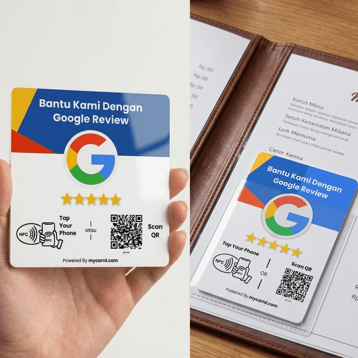 Jual Kartu Google Review NFC & Google Review Card Akrilik Indonesia Mycarrd